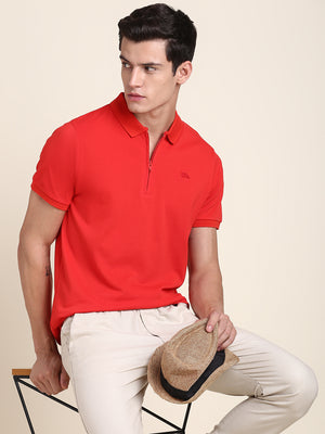 Men's Red Solid T-shirt