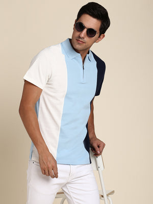 Men's Soft And Stretchy Fabric Blue Casual Polo Tshirt