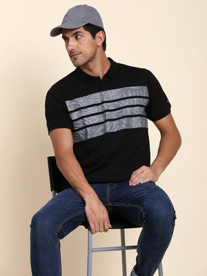 Men's Soft And Stretchy Fabric Black Casual Polo Tshirt