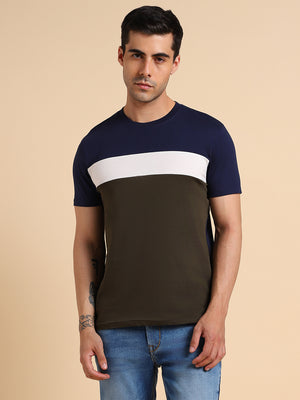 Men's Colourblocked Slim Fit T-shirt
