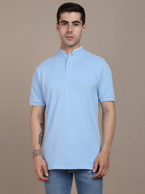 Men's Solid Blue Polo T-shirt