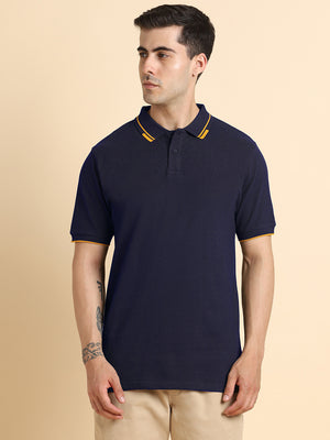Men's Navy Polo Collar T-shirt
