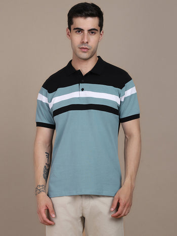 Men's Colorblock Polo Collar T-shirt