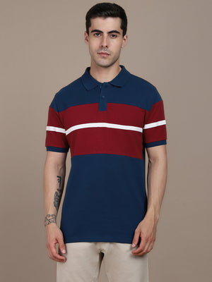 Dennis Lingo Striped Polo Collar Pure Cotton T-shirt