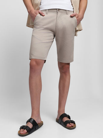 Men's Ecru Cotton Shorts