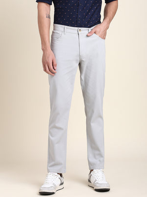 Men's Light Grey Solid Chino