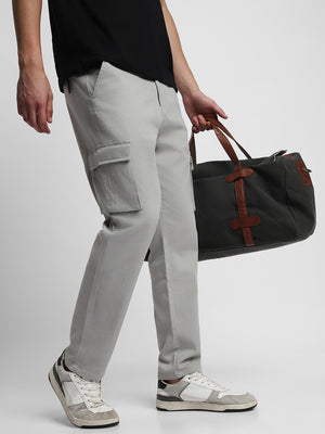 Men's Grey Slim Fit Cargos Trousers