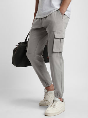 Men's Grey Slim Fit Cargo Joggers