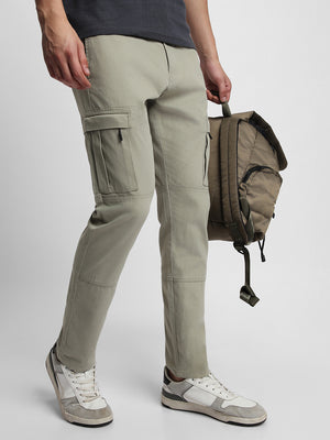 Men's Green Slim Fit Cargos Trousers