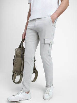 Men's Grey Slim Fit Cargos Trousers