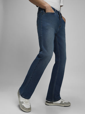 Men's Boot Cut Washed Indigo Stretchable Jeans