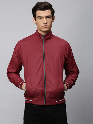 Mens Long-Sleeve Jacket - Lightweight Casual Winterwear  (Maroon)