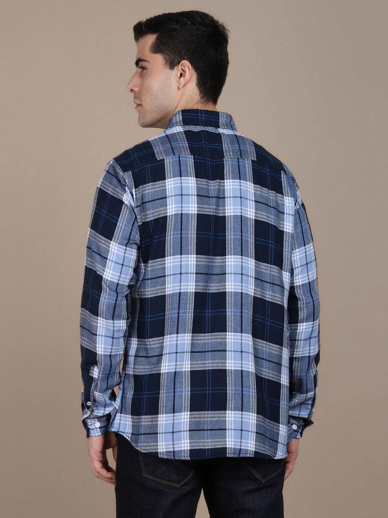 Men's Regular Collar Slim Fit Stripes Blue Casual Shirts – DENNIS