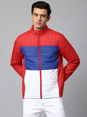 Mens Long-Sleeve Jacket - Lightweight Casual Winterwear  (Dark Red)