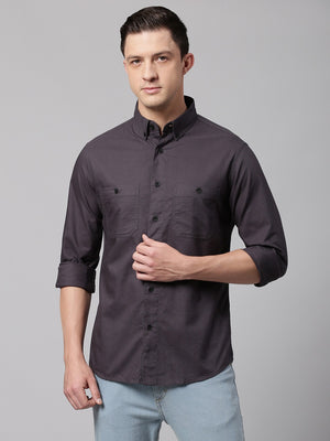 Men's Grey Slim Fit Casual Shirt