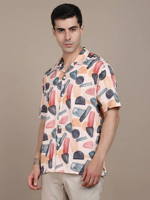 Men's Printed Cuban Collar Pure Cotton Casual Shirt