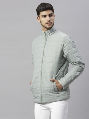 Mens Long-Sleeve Jacket - Lightweight Casual Winterwear  (M Green)