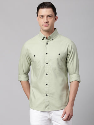 Men's Green Slim Fit Casual Shirt