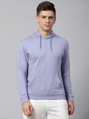 Mens Long-Sleeve Hooded Sweatshirt - Lightweight Casual Winterwear Hoodie  (Powder Blue)