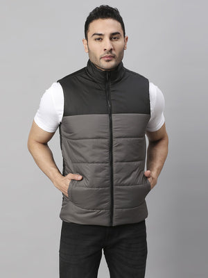 Mens Sleeveless Jacket - Lightweight Casual Winterwear  (Dark Grey)