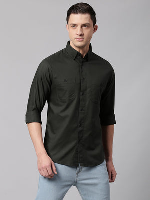 Men's Button Down Collar Slim Fit Checks Navy Casual Shirt