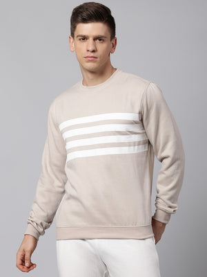 Mens Long-Sleeve Sweatshirt - Lightweight Casual Winterwear  (Stone Beige)