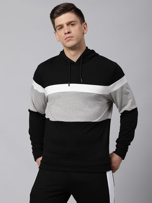 Mens Long-Sleeve Hoodie - Lightweight Casual Winterwear  (Black)